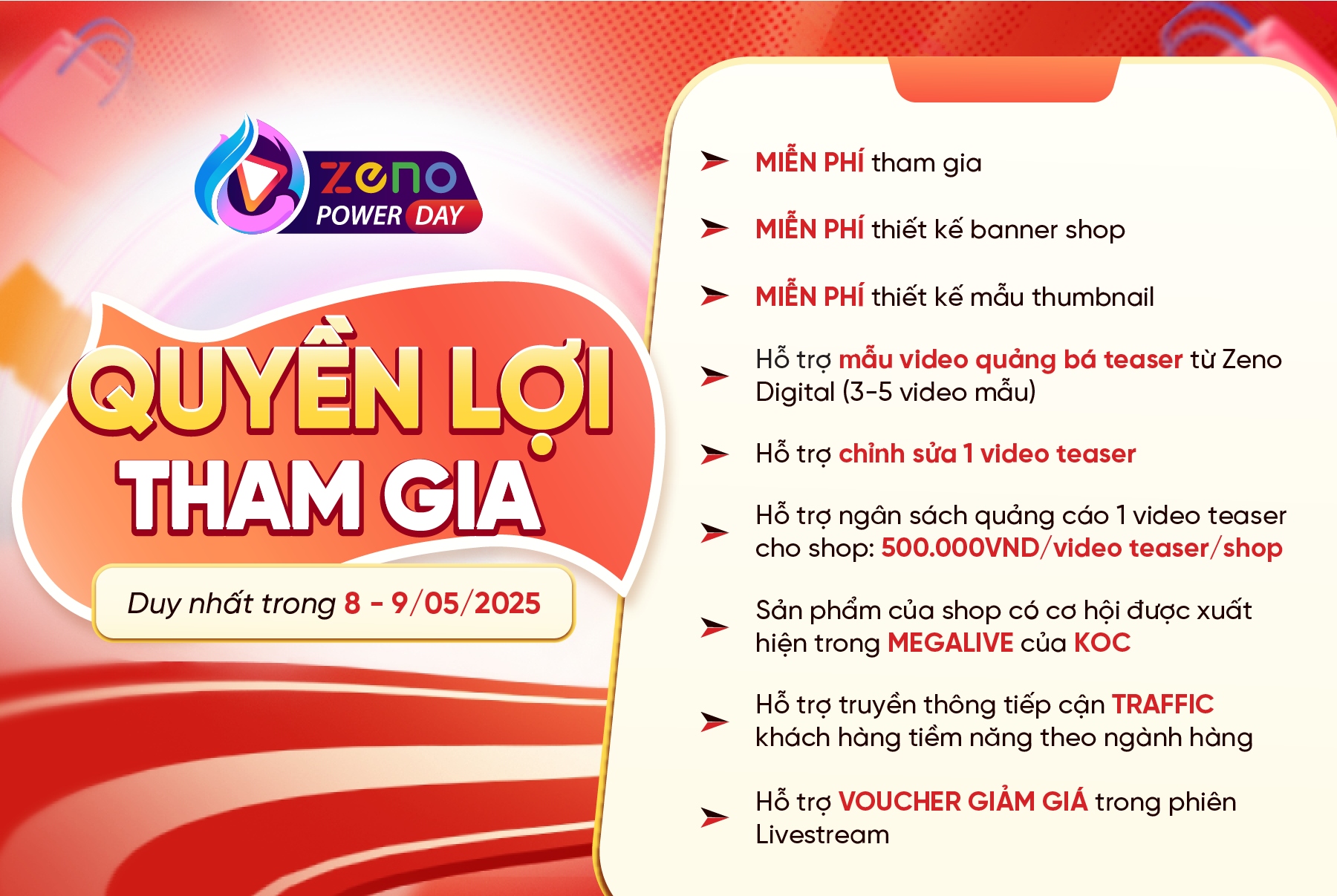 Quyền lợi chung của nhà bán hàng trong net khi tham gia Zeno Power Day