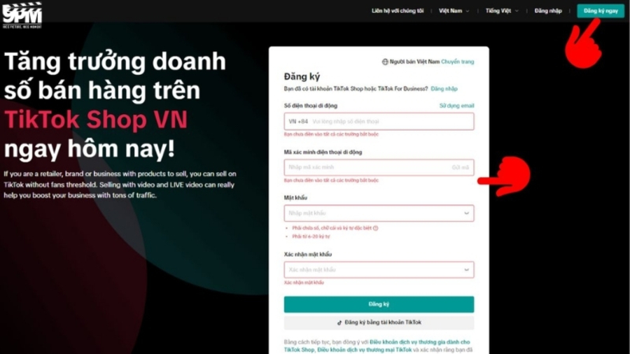 Các bước đăng ký mở giỏ hàng TikTok Shop