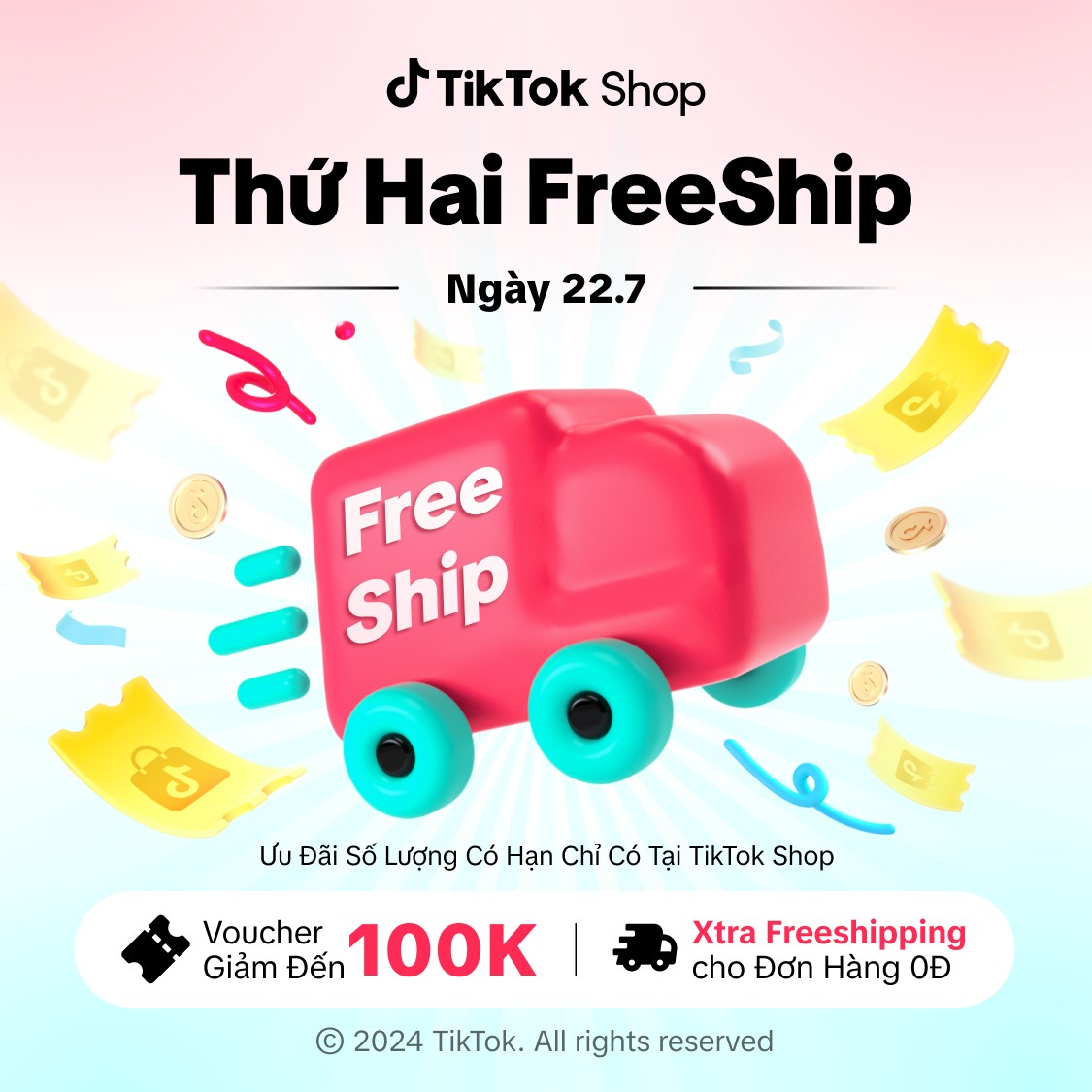 Voucher miễn phí vận chuyển cung cấp bởi TikTok Shop dành cho nhà bán hàng