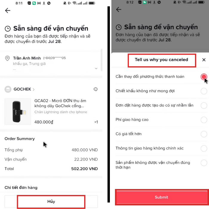 Từ chối nhận hàng khi shipper giao để huỷ đơn hàng (không khuyến khích áp dụng)